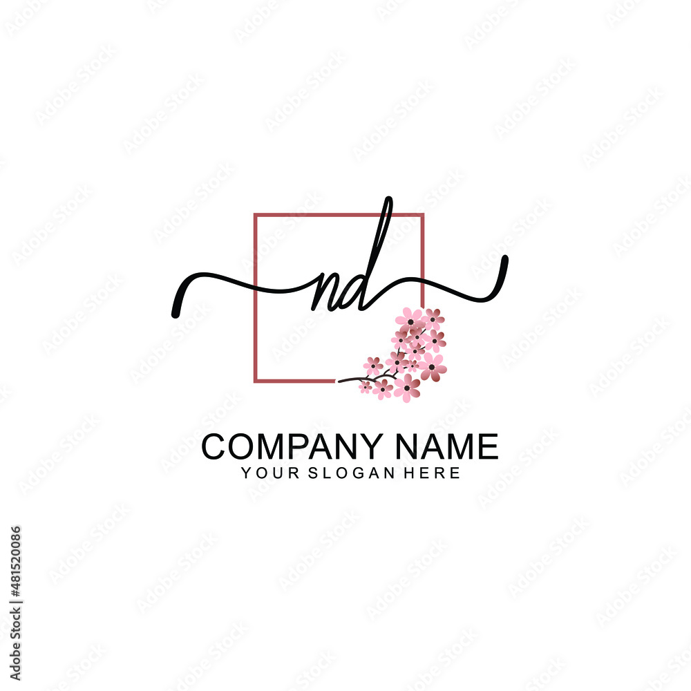 Initial ND beauty monogram and elegant logo design handwriting logo of initial signature Initial ND beauty monogram and elegant logo design handwriting logo of initial signature