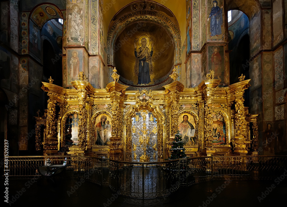 Golden altar of St. Sophia Cathedral in Kyiv, Ukraine