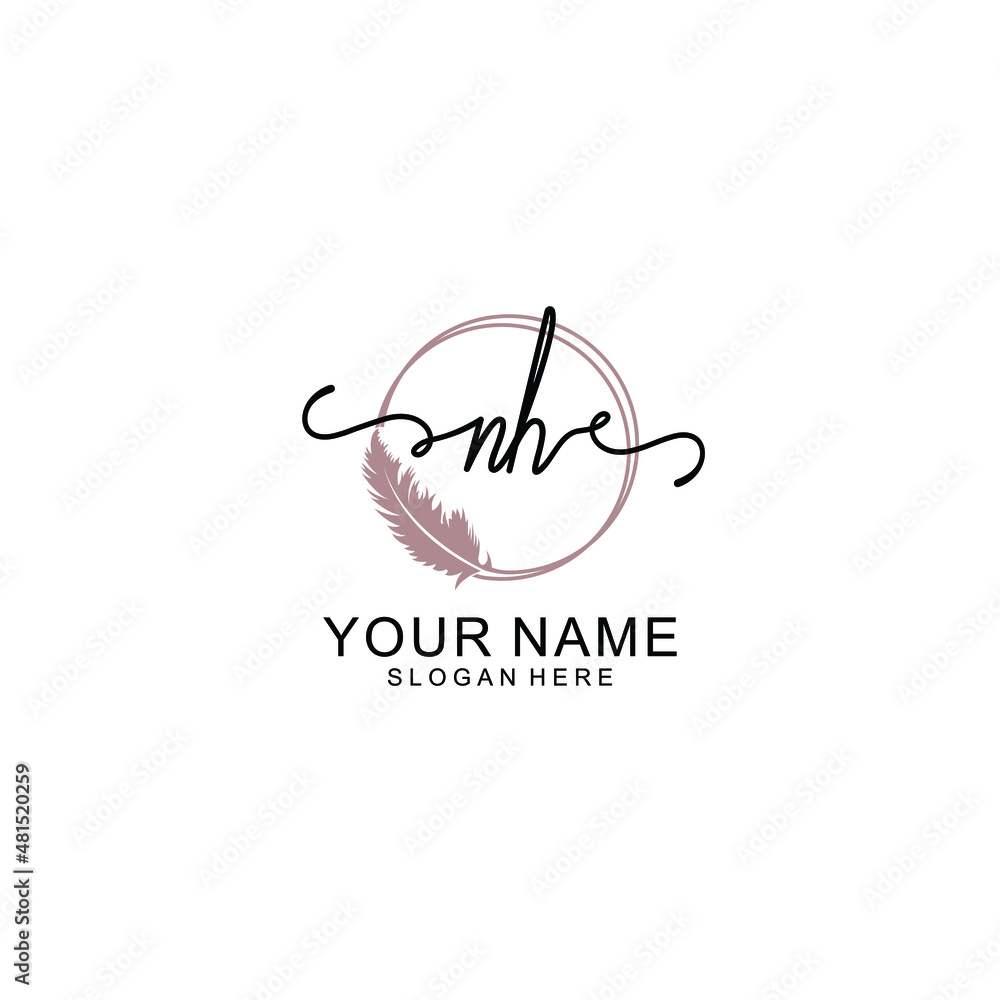 Initial NH beauty monogram and elegant logo design handwriting logo of initial signature Initial NH beauty monogram and elegant logo design handwriting logo of initial signature