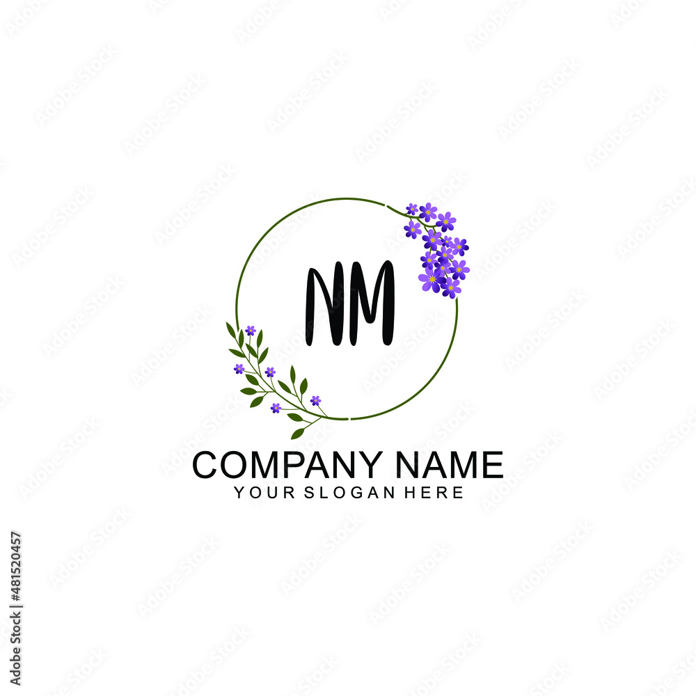 NM Initial handwriting logo vector. Hand lettering for designs NM Initial handwriting logo vector. Hand lettering for designs