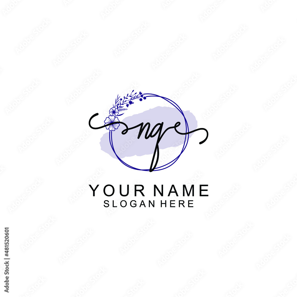 Initial NQ beauty monogram and elegant logo design handwriting logo of initial signature Initial NQ beauty monogram and elegant logo design handwriting logo of initial signature