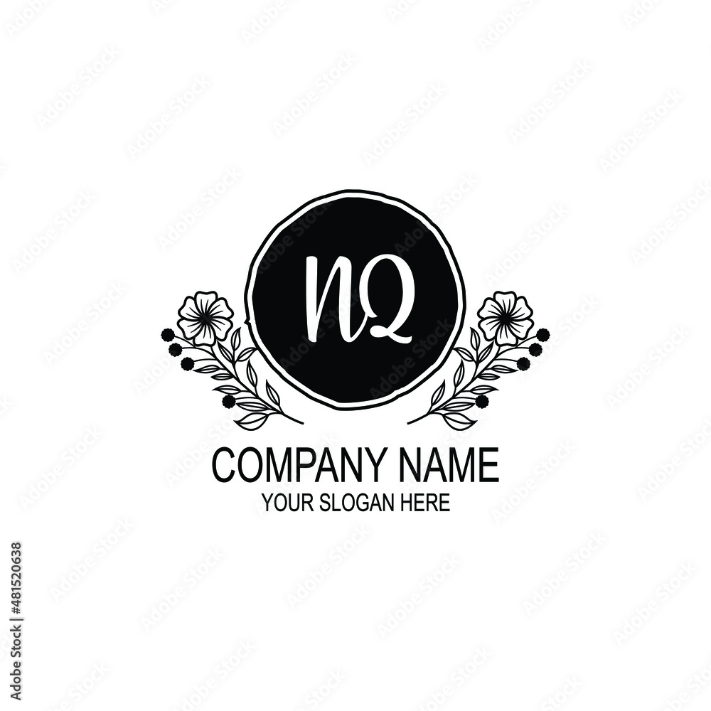 NQ initial hand drawn wedding monogram logos NQ initial hand drawn wedding monogram logos
