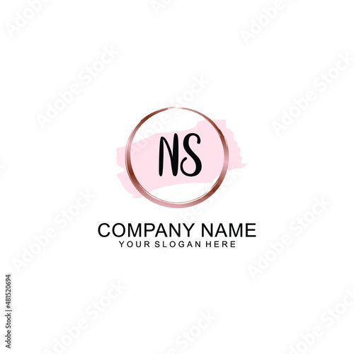 NS Initial handwriting logo vector. Hand lettering for designs