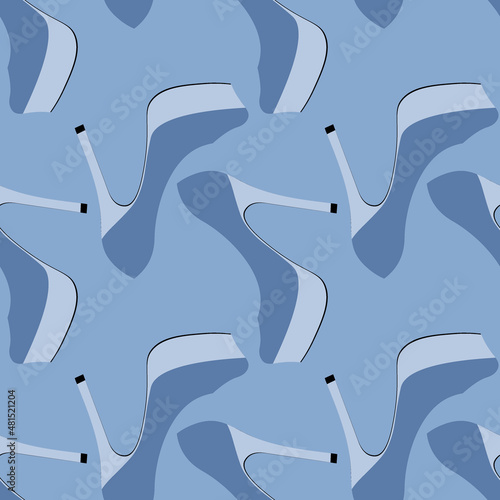 Illustration Seamless pattern on a square background - beautiful shoes on a high platform and thin heels. Design