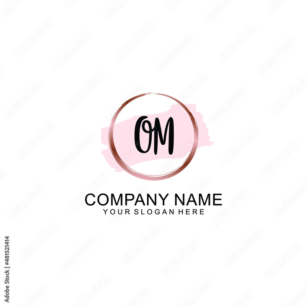OM Initial handwriting logo vector. Hand lettering for designs OM Initial handwriting logo vector. Hand lettering for designs