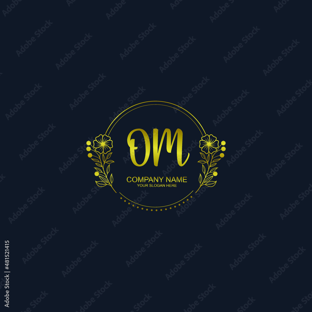 OM initial hand drawn wedding monogram logos