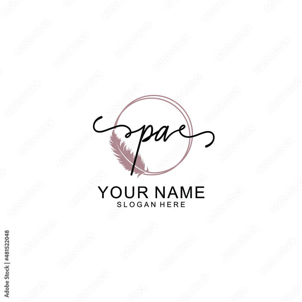 Initial PA beauty monogram and elegant logo design handwriting logo of initial signature Initial PA beauty monogram and elegant logo design handwriting logo of initial signature