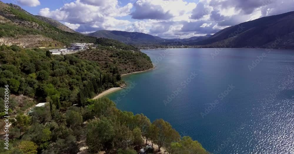 Beautiful overview of greek shoreline with sunlight and clouds Beautiful overview of greek shoreline with sunlight and clouds