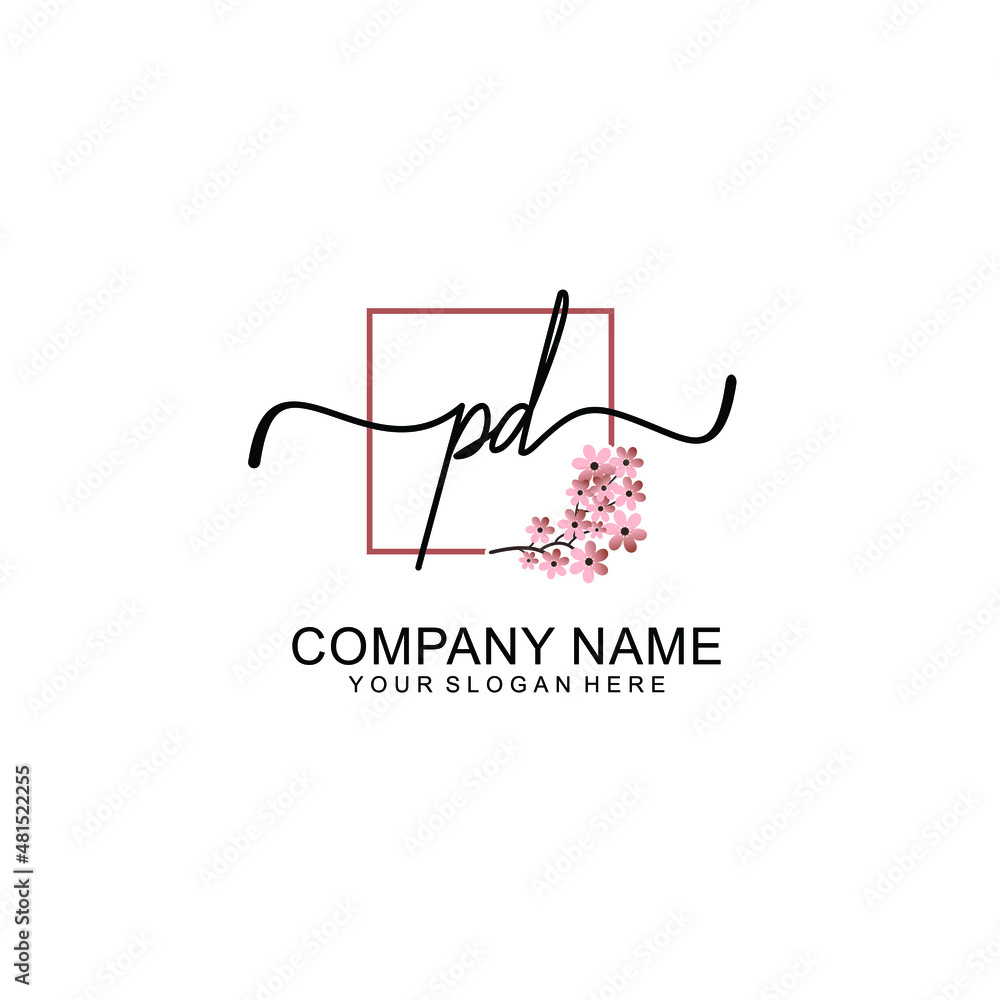 Initial PD beauty monogram and elegant logo design handwriting logo of initial signature Initial PD beauty monogram and elegant logo design handwriting logo of initial signature