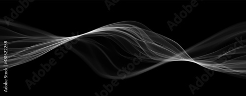 White abstract wave. Magic line design. Flow curve motion element. Neon gradient wavy illiustration.