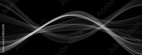 White abstract wave. Magic line design. Flow curve motion element. Neon gradient wavy illiustration.