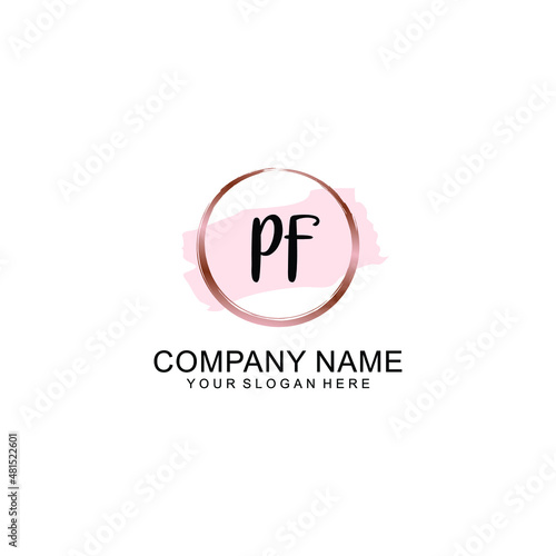 PF Initial handwriting logo vector. Hand lettering for designs