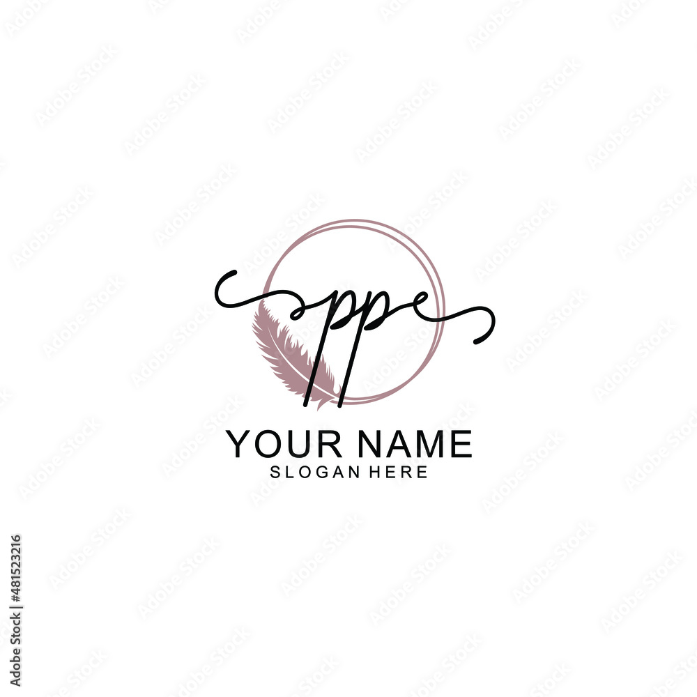 Initial PP beauty monogram and elegant logo design  handwriting logo of initial signature
