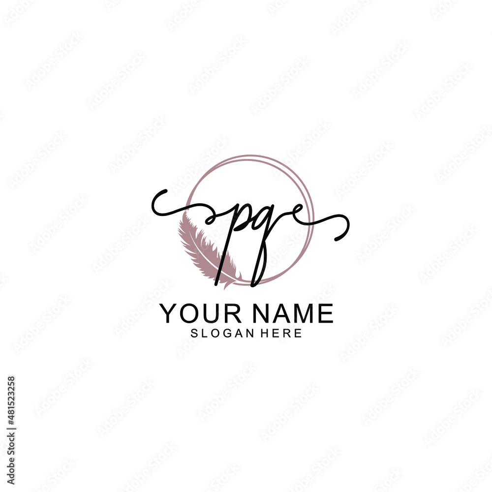 Initial PQ beauty monogram and elegant logo design handwriting logo of initial signature Initial PQ beauty monogram and elegant logo design handwriting logo of initial signature