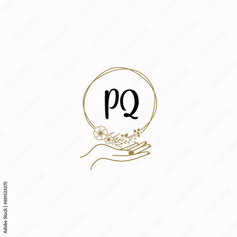 PQ initial hand drawn wedding monogram logos PQ initial hand drawn wedding monogram logos
