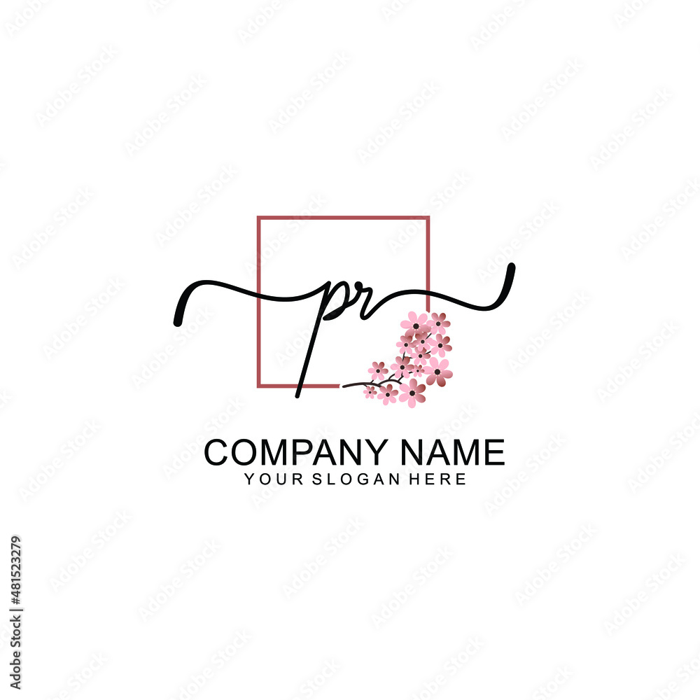 Initial PR beauty monogram and elegant logo design handwriting logo of initial signature Initial PR beauty monogram and elegant logo design handwriting logo of initial signature