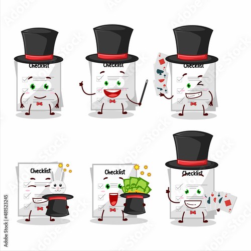 A paper sheet Magician cartoon character perform on a stage