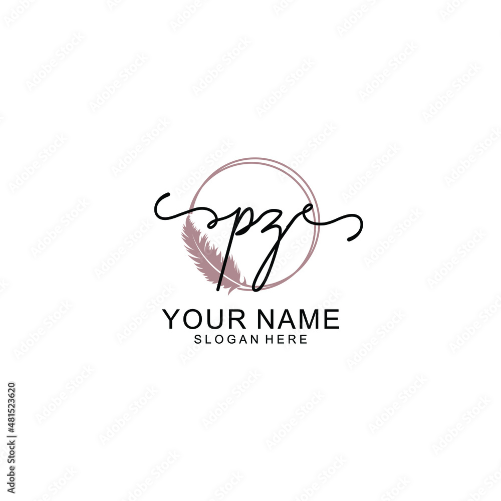 Initial PZ beauty monogram and elegant logo design handwriting logo of initial signature Initial PZ beauty monogram and elegant logo design handwriting logo of initial signature