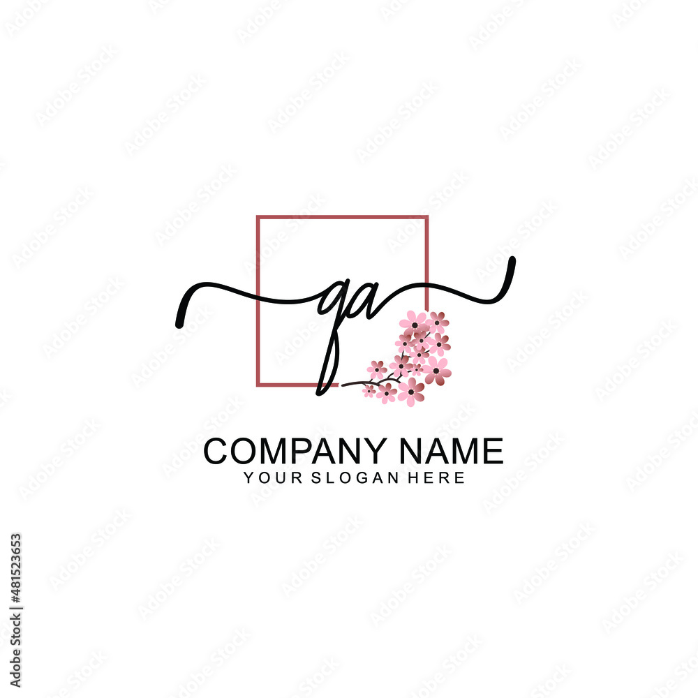 Initial QA beauty monogram and elegant logo design handwriting logo of initial signature Initial QA beauty monogram and elegant logo design handwriting logo of initial signature