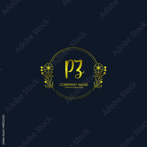 PZ initial hand drawn wedding monogram logos