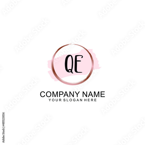 QE Initial handwriting logo vector. Hand lettering for designs