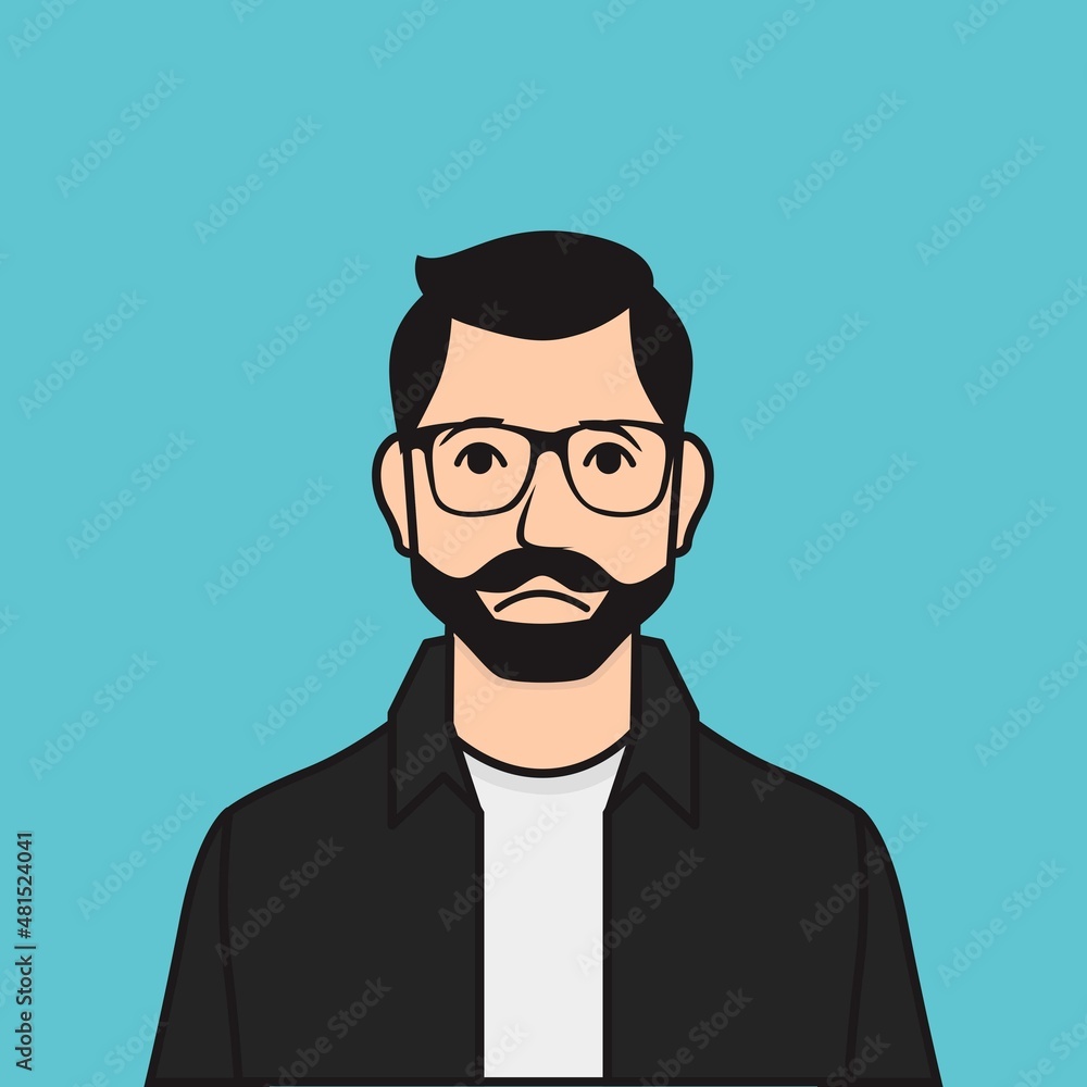 Sad Bearded Flat Man Vector Illustration Sad Bearded Flat Man Vector Illustration