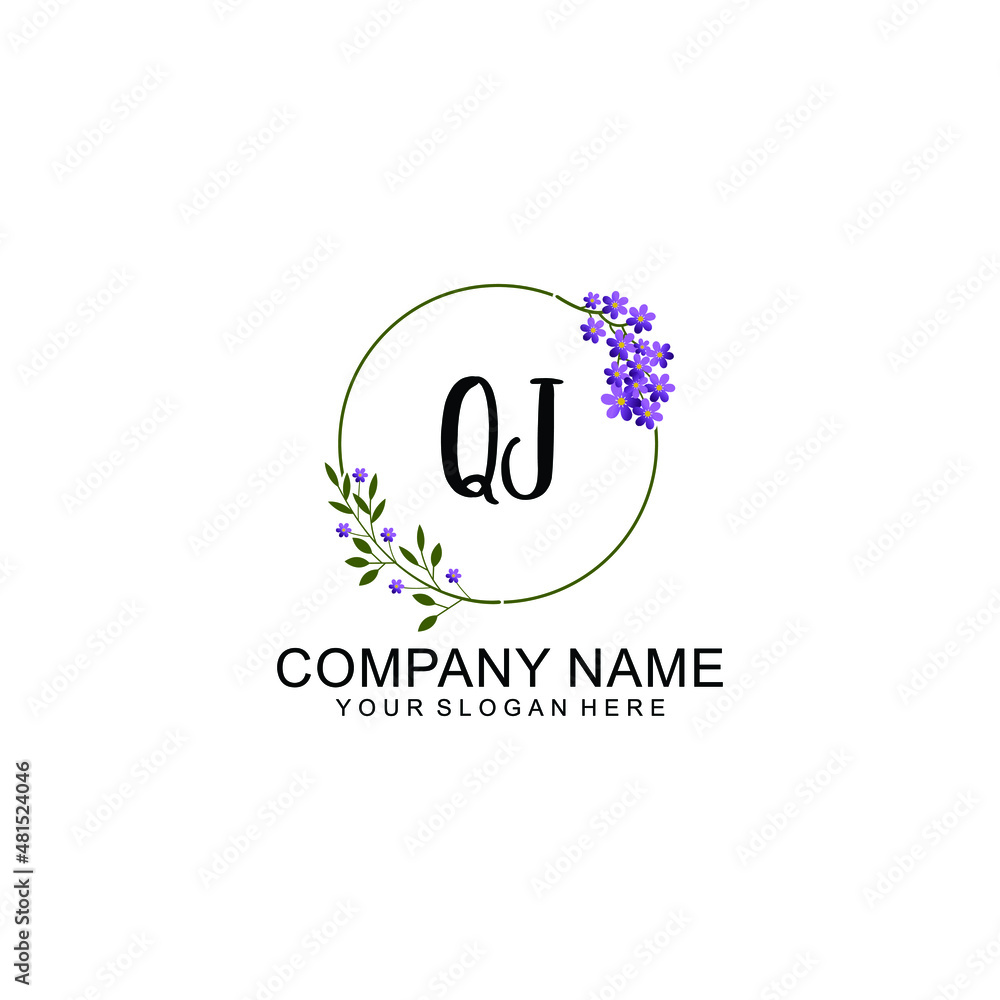 QJ Initial handwriting logo vector. Hand lettering for designs QJ Initial handwriting logo vector. Hand lettering for designs