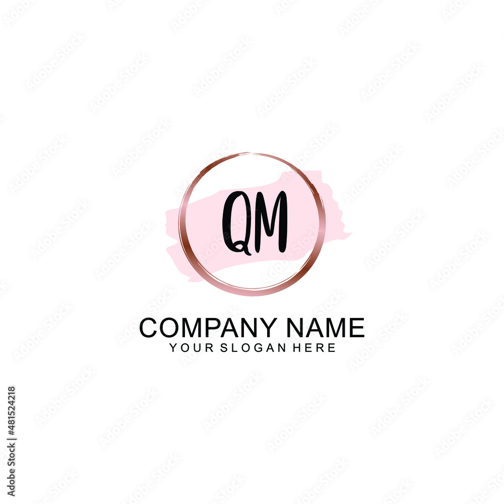 QM Initial handwriting logo vector. Hand lettering for designs