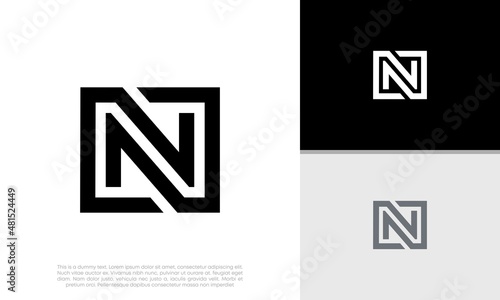 Initials N logo design. Initial Letter Logo. Initial Letter Logo. Innovative high tech logo template. Template label for blockchain technology.	