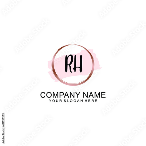 RH Initial handwriting logo vector. Hand lettering for designs