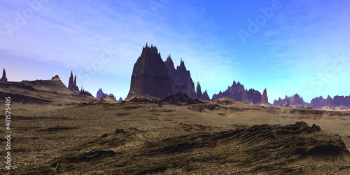 Alien Planet. Mountain. 3D rendering