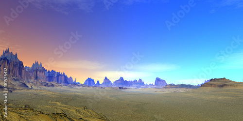 Alien Planet. Mountain. 3D rendering