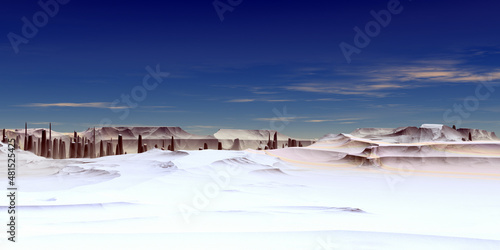 Alien Planet. Mountain. 3D rendering