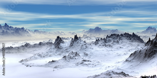 Alien Planet. Mountain. 3D rendering