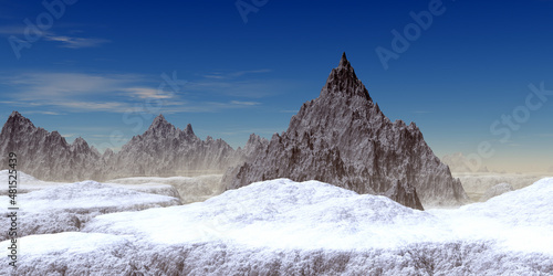 Alien Planet. Mountain. 3D rendering