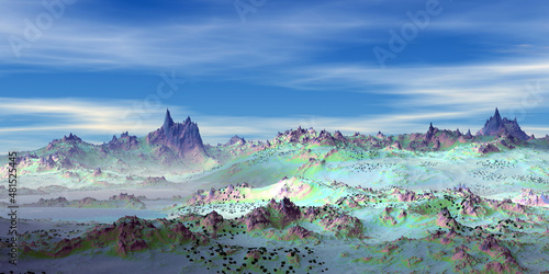 Alien Planet. Mountain. 3D rendering