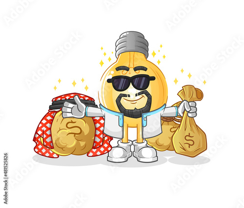 bulb rich arabian mascot. cartoon vector