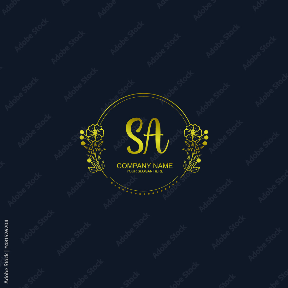 SA initial hand drawn wedding monogram logos SA initial hand drawn wedding monogram logos