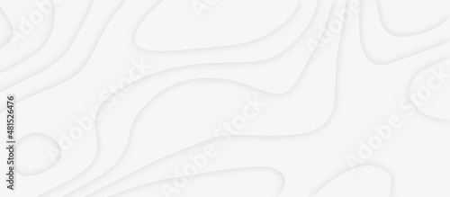 3d white papercut topography relief. Cover layout template. Material design concept vector illustration. abstract curve line white background. Soft smooth lines curving white papercut background.
