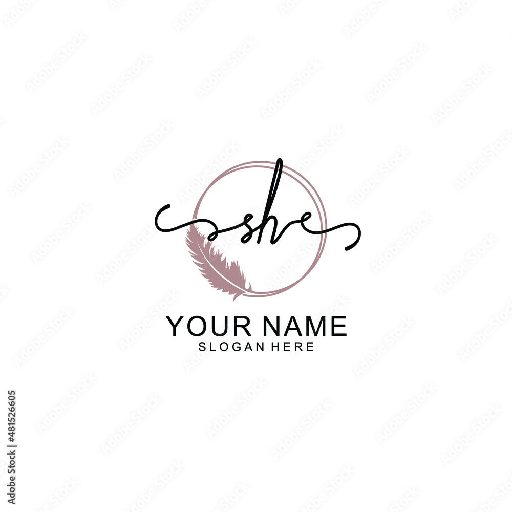 Initial SH beauty monogram and elegant logo design handwriting logo of initial signature Initial SH beauty monogram and elegant logo design handwriting logo of initial signature