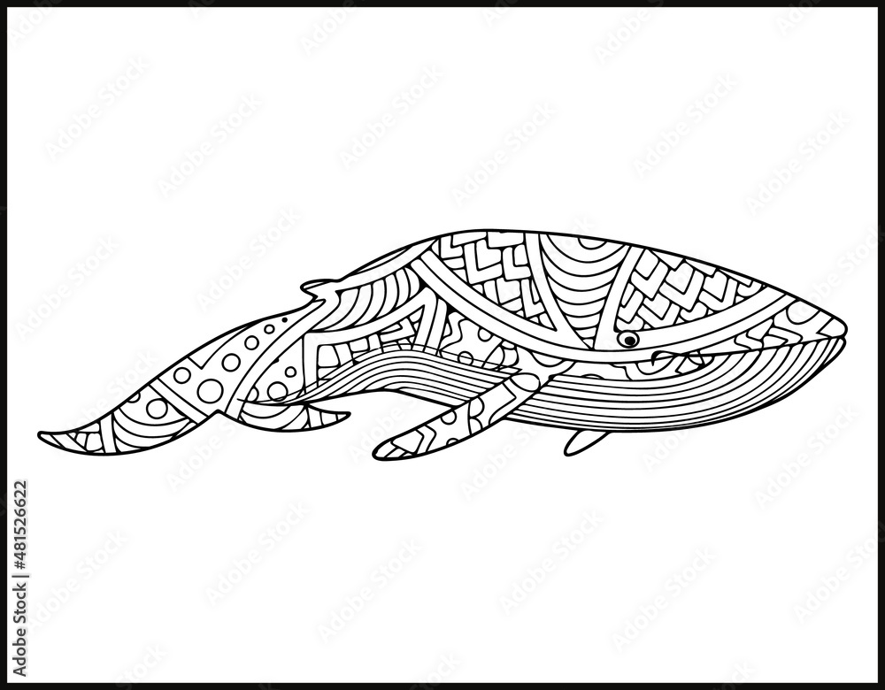 Fototapeta premium dolphin mandala coloring page, sea life set coloring page mandala design