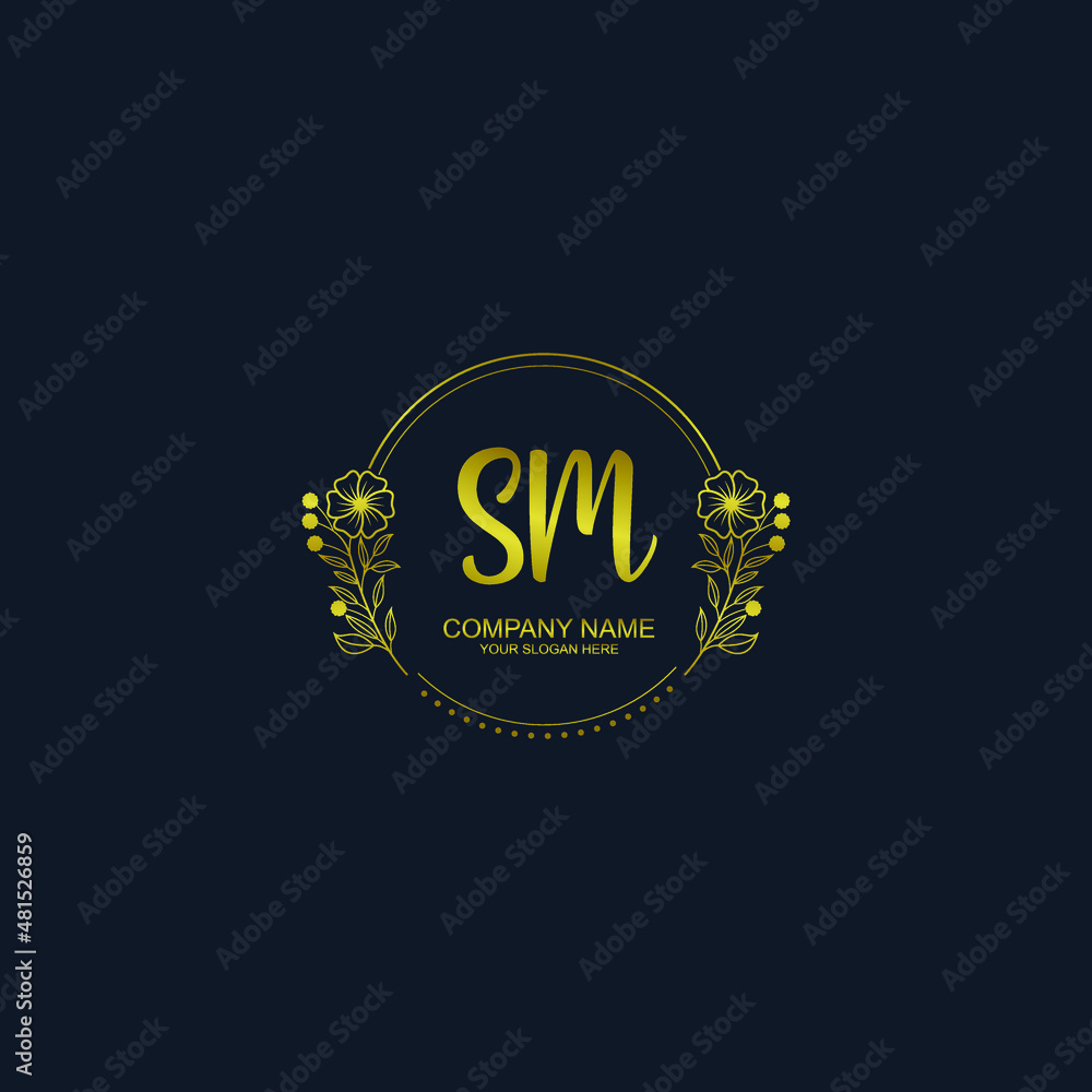 SM initial hand drawn wedding monogram logos SM initial hand drawn wedding monogram logos