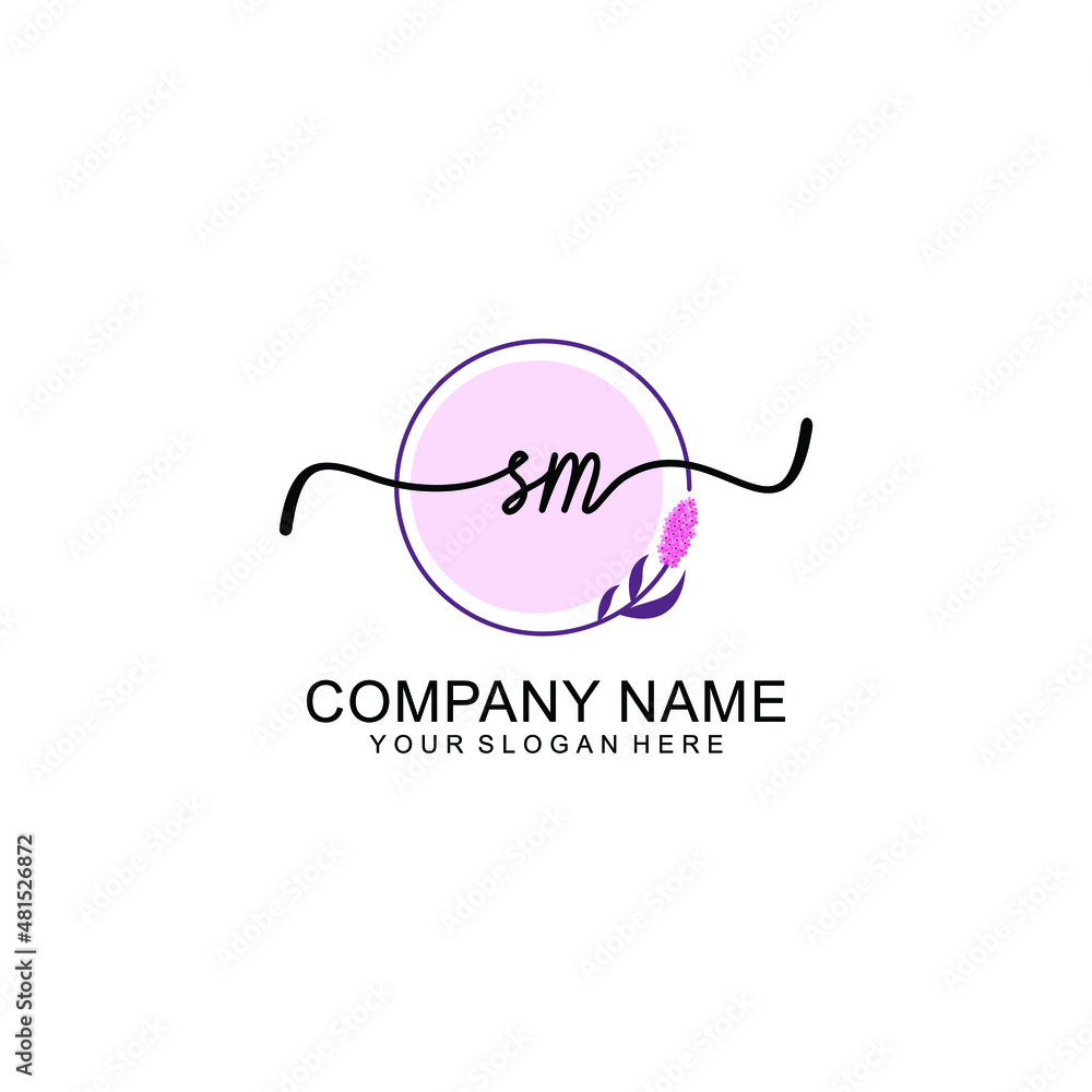 Initial SM beauty monogram and elegant logo design  handwriting logo of initial signature