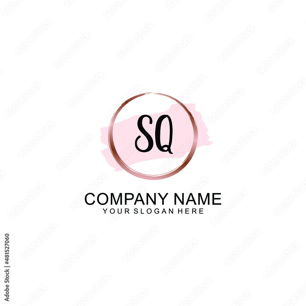 SQ Initial handwriting logo vector. Hand lettering for designs