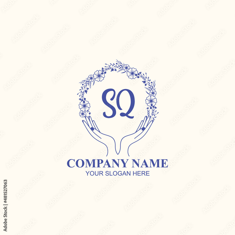 SQ initial hand drawn wedding monogram logos