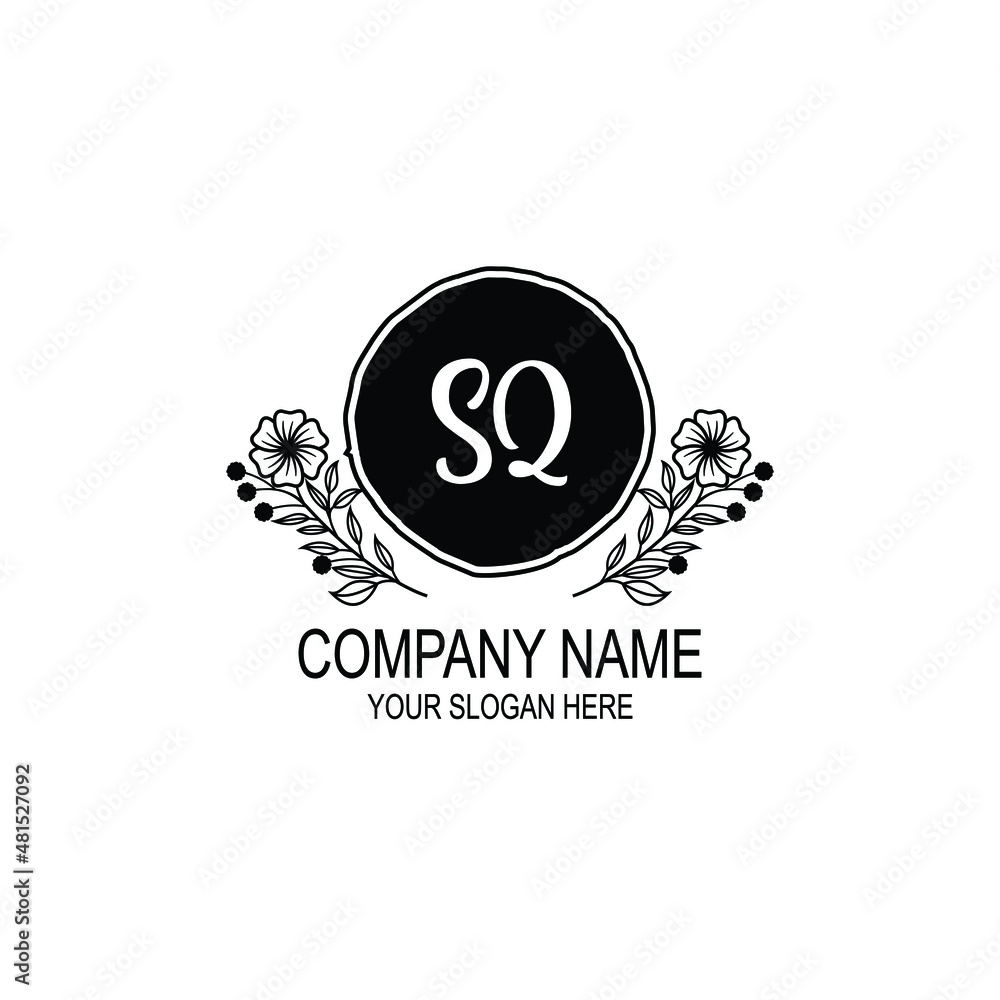 SQ initial hand drawn wedding monogram logos SQ initial hand drawn wedding monogram logos