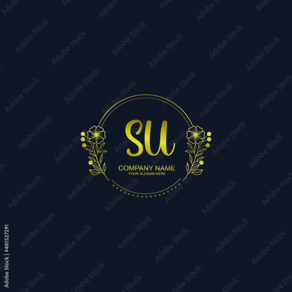 SU initial hand drawn wedding monogram logos