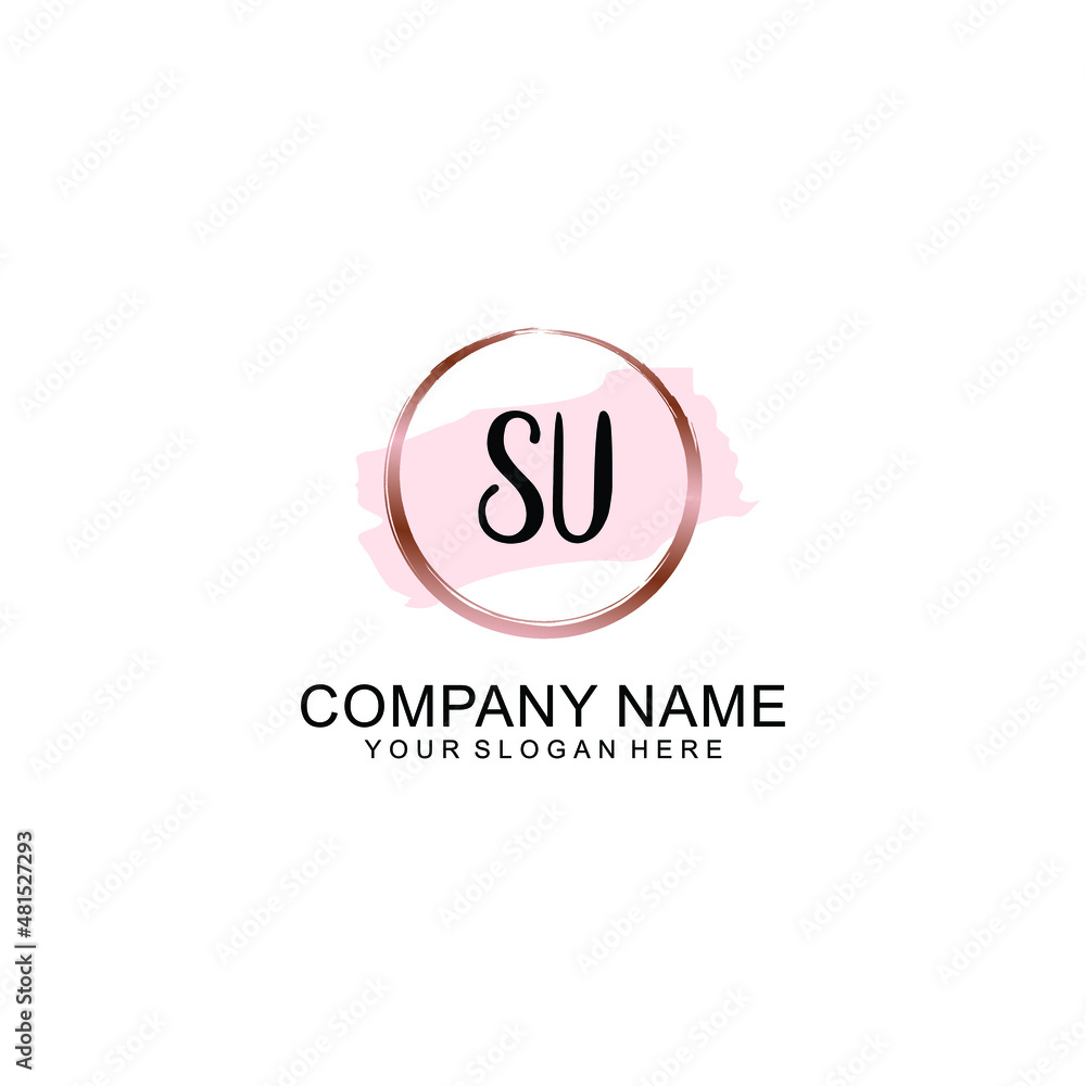 SU Initial handwriting logo vector. Hand lettering for designs