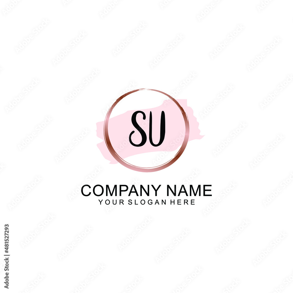 SU Initial handwriting logo vector. Hand lettering for designs SU Initial handwriting logo vector. Hand lettering for designs
