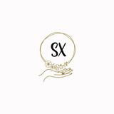 SX initial hand drawn wedding monogram logos
